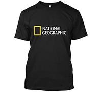 (Black, L) National Geographic Logo Short Sleeve Men's Men T Shirt