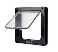 (Black, L) Pet Flap Lockable Frame Door Home Cat Supplies Acrylic Secure Dog Mate Durable