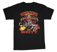 (Black, L) Surrender The Booty Funny Pirate Men T Shirt Funny Men's Men T Shirt Tee