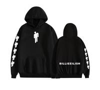 (Black, L) Unisex Hooded Sweatshirt Billie Eilish for Pullover Hoodie for Men Women UK