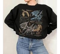 (black, L) Women Retro Fourth Wing Dragon Basgiath War College Sweatshirt Gift for Book Lover Long Sleeve Fleece Sweatshirt Y2K Streetwear