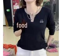 (black, L) "Women's Long-Sleeve Thin Rhinestone Swan Top - Elegant Summer Style"