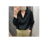 (black, L) Womens Tops And Blouses Solid White Blouse Office Shirt Blusas Mujer De Moda Long Sleeve Blouse Women Shirts Clothes A405