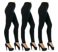(Black, L/XL) Ladies 3 Pack Seamless High Waisted Control Black Legging