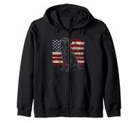 Black Lab American Flag Patriotic Labrador Owner Lab Dad Zip Hoodie