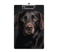 Black Lab Dog Acrylic Clipboard A4, Durable Smooth Writing Board with Metal Clip, Portable Wall Mountable Document Clip Board for Office Classroom Nurses and Teachers