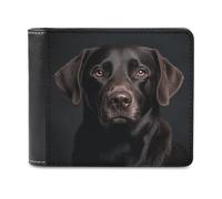 Black Lab Dog Bifold Wallet for Women Men Soft PU Leather Wallet Slim Fron