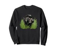 Black Lab Dog In Grass Realistic Portrait Art Sweatshirt