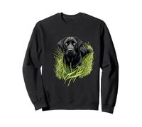 Black Lab Dog In Grass Retriever Canine Art Nature Sweatshirt
