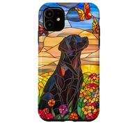 Black Lab Dog In Wildflower Meadow At Sunset Case for iPhone 11