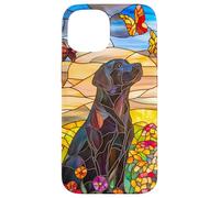 Black Lab Dog In Wildflower Meadow At Sunset Case for iPhone 15