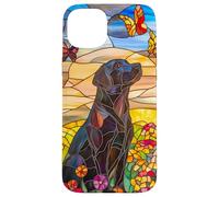 Black Lab Dog In Wildflower Meadow At Sunset Case for iPhone 15 Plus
