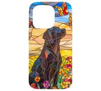 Black Lab Dog In Wildflower Meadow At Sunset Case for iPhone 15 Pro