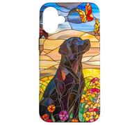 Black Lab Dog In Wildflower Meadow At Sunset Case for iPhone 16 Plus