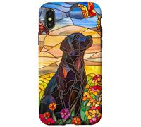 Black Lab Dog In Wildflower Meadow At Sunset Case for iPhone X/XS