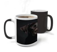 Black Lab Dog Mug Heat Sensitive Color Changing Cups 11 Oz Novelty Ceramic Discoloration Mugs Funny Morphing Mugs Creative Magic Mug Modern Coffee Cup for Men Women