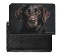 Black Lab Dog Passport Holder Premium PU Leather Passport Cover Portable Travel Passport Protector Case Unisex Travel Essentials Document Organizer for Vacation Business Trips