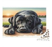 Black Lab Dog Resting 1000 Pieces Jigsaw Puzzle for Adults & Kids 12+, Premium Cardboard, Black Lab Dog, Educational Family Activity, Improves Memory & Problem-Solving Skills 52x38cm/1000pcs