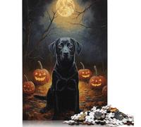 Black Lab Halloween Puzzle Rectangular Paper Board 100% Recycled Cardboard Jigsaw Puzzle for Adult Children's Day Gifts 1000pcs (75x50cm)