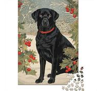 Black Lab in Snow Extra-Thick Cardboard DIY Jigsaw Puzzle 12+ Adults Kids Fun Challenging Family Game Beautiful Home Decoration Leisure Activity 70x50cm/1000pcs