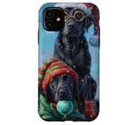 Black Lab Labrador Dog Christmas Snow Holiday Art Case for iPhone 11