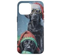 Black Lab Labrador Dog Christmas Snow Holiday Art Case for iPhone 16 Pro Max