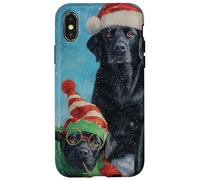 Black Lab Labrador Dog Christmas Snow Holiday Art Case for iPhone X/XS