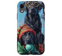 Black Lab Labrador Dog Christmas Snow Holiday Art Case for iPhone XR
