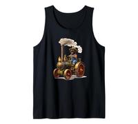 Black Lab Labrador Dog Driving Antique Steam Engine Tractor Tank Top