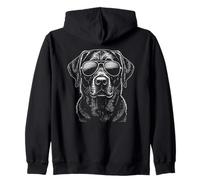 Black Lab Labrador Retriever Dog Wearing Sunglasses Graphic Zip Hoodie
