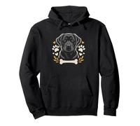 Black Lab Mom Botanical Wildflower Garden Floral Portrait Pullover Hoodie