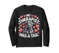 Black Lab My Therapist Has a Tail Service Animal Dog Lover Long Sleeve T-Shirt