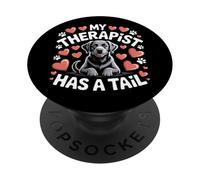 Black Lab My Therapist Has a Tail Service Animal Dog Lover PopSockets Adhesive PopGrip