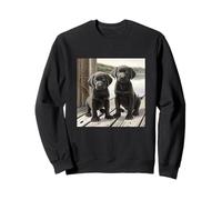 Black Lab Puppies Dock Lake Cute Labrador Retriever Art Sweatshirt