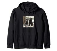 Black Lab Puppies Dock Lake Cute Labrador Retriever Art Zip Hoodie