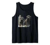 Black Lab Puppies Dock Water Cute Labrador Duo Art Tank Top