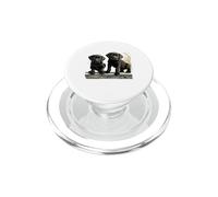 Black Lab Puppies Duo Rustic Dock Wheat Grass Art PopSockets PopGrip for MagSafe