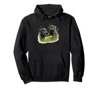 Black Lab Puppies Playing Cute Labrador Dog Art Pullover Hoodie