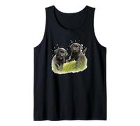 Black Lab Puppies Playing Cute Labrador Dog Art Tank Top