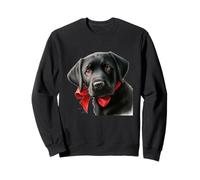 Black Lab Red Bow Cute Labrador Dog Art Portrait Sweatshirt
