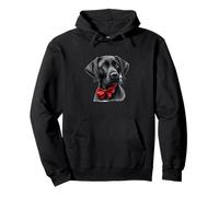 Black Lab Red Bow Tie Elegant Dog Portrait Art Pullover Hoodie