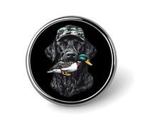 Black Lab Retriever Mallard Duck Hunting Cute Brooches for Women Men Button Pins Round Badge for Bag Hat