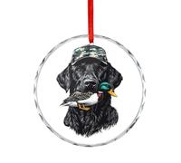 Black Lab Retriever Mallard Duck Hunting Glass Christmas Ornaments for Home Personalized Xmas Hanging Pendant Decorations