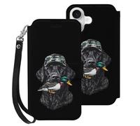 Black Lab Retriever Mallard Duck Hunting Printed Wallet Phone Case Slim Cute Cellphone Protective Cover Hanging Rope Unisex Compatible with iPhone 16/16 Plus/16 Pro/16 Pro Max/16 E