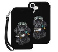 Black Lab Retriever Mallard Duck Hunting Printed Wallet Phone Case Slim Cute Cellphone Protective Cover Hanging Rope Unisex Compatible with iPhone 16/16 Plus/16 Pro/16 Pro Max/16 E