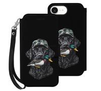Black Lab Retriever Mallard Duck Hunting Printed Wallet Phone Case Slim Cute Cellphone Protective Cover Hanging Rope Unisex Compatible with iPhone 16/16 Plus/16 Pro/16 Pro Max/16 E