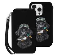 Black Lab Retriever Mallard Duck Hunting Printed Wallet Phone Case Slim Cute Cellphone Protective Cover Hanging Rope Unisex Compatible with iPhone 16/16 Plus/16 Pro/16 Pro Max/16 E