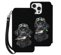 Black Lab Retriever Mallard Duck Hunting Printed Wallet Phone Case Slim Cute Cellphone Protective Cover Hanging Rope Unisex Compatible with iPhone 16/16 Plus/16 Pro/16 Pro Max/16 E