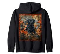 Black Lab Retriever Vintage Floral Dog Art Zip Hoodie