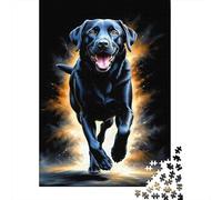 Black Lab Running Jigsaw Puzzles for Adults Animal Puzzle Game 1000 Jigsaws Brain Challenge Home Decoration Gifts 52x38cm/1000pcs